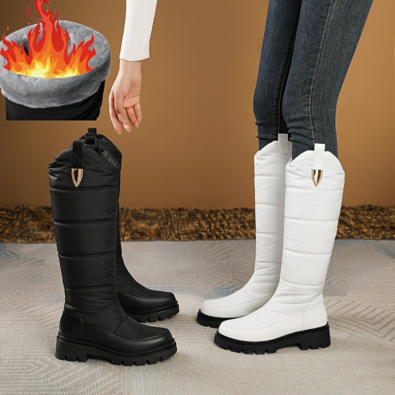 Bottes Hautes Femme Matelassées, Fermeture Zip