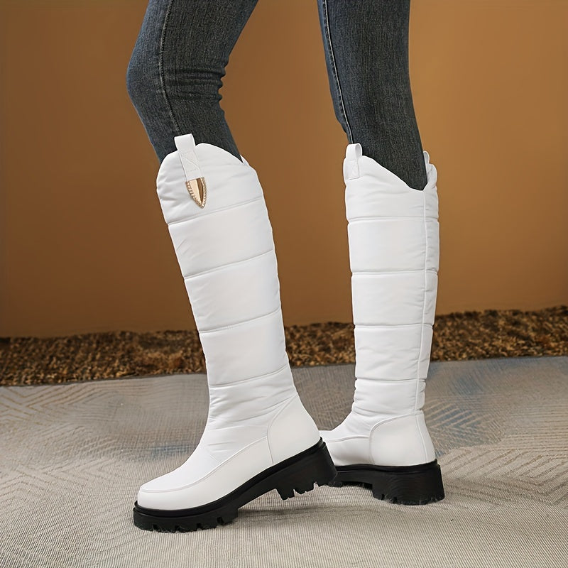 Bottes Hautes Femme Matelassées, Fermeture Zip, vue 3