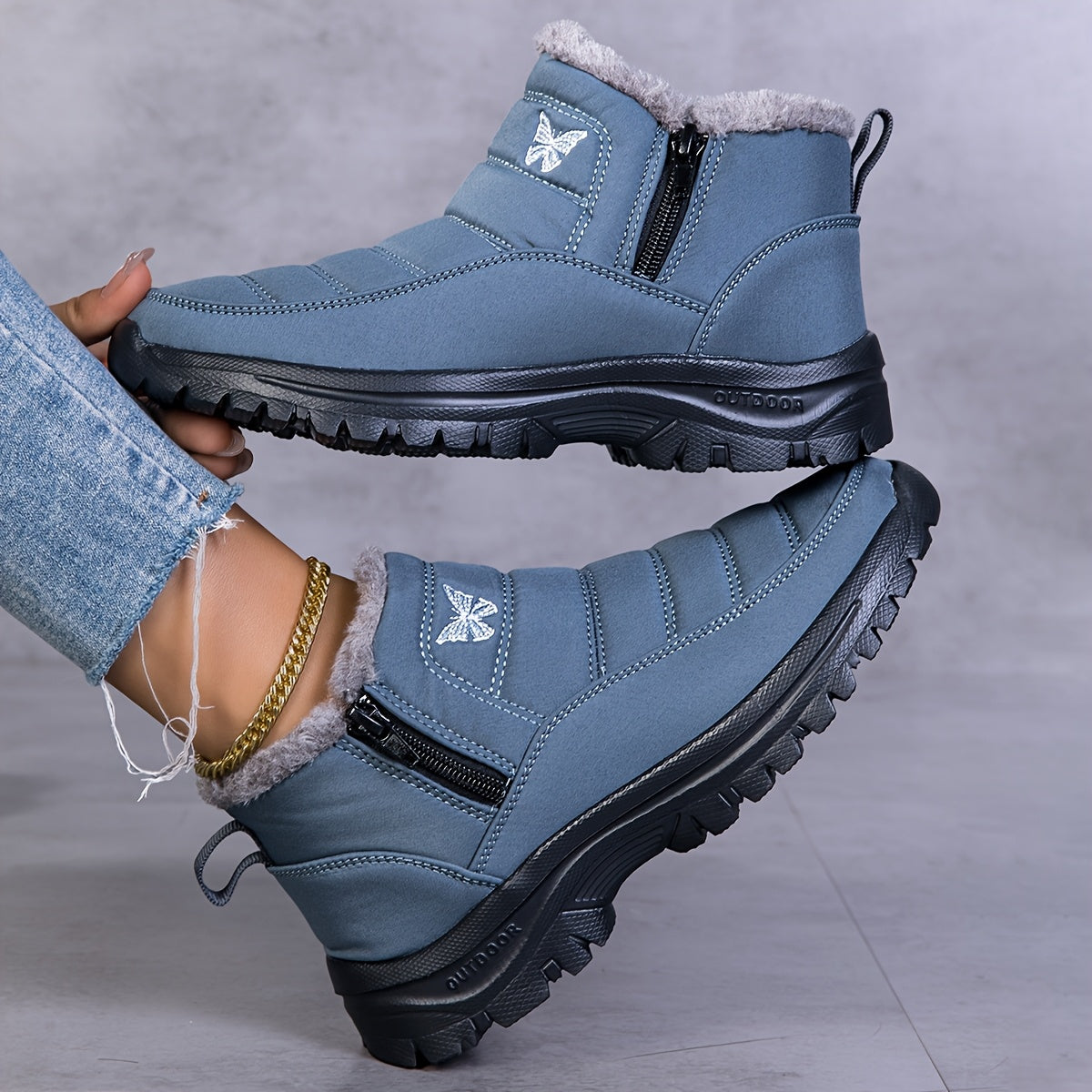 Bottines Femme Fourrées, Fermeture Zip, Bout Rond, vue 4