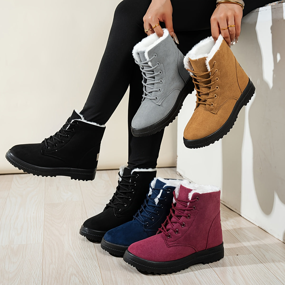 Bottines Femme à Lacets, Revers Fourré