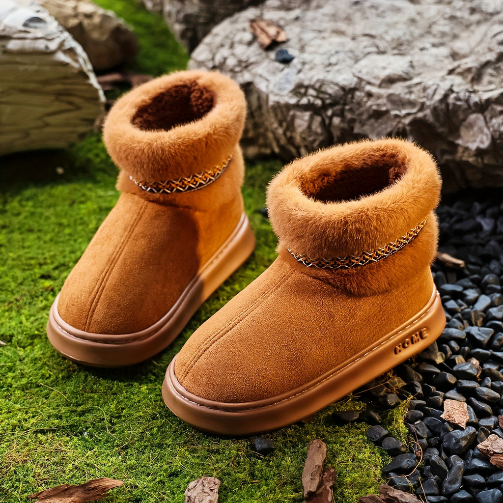 Bottes Fourrées Femme, Tissu Effet Daim – coloris chocolat, vue 3