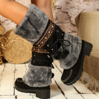 Bottes Hautes Femme en Tissu Effet Daim, vue 12