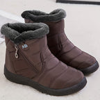 Bottes Femme Zippées, Col Fausse Fourrure, du 35 au 41 – coloris brun