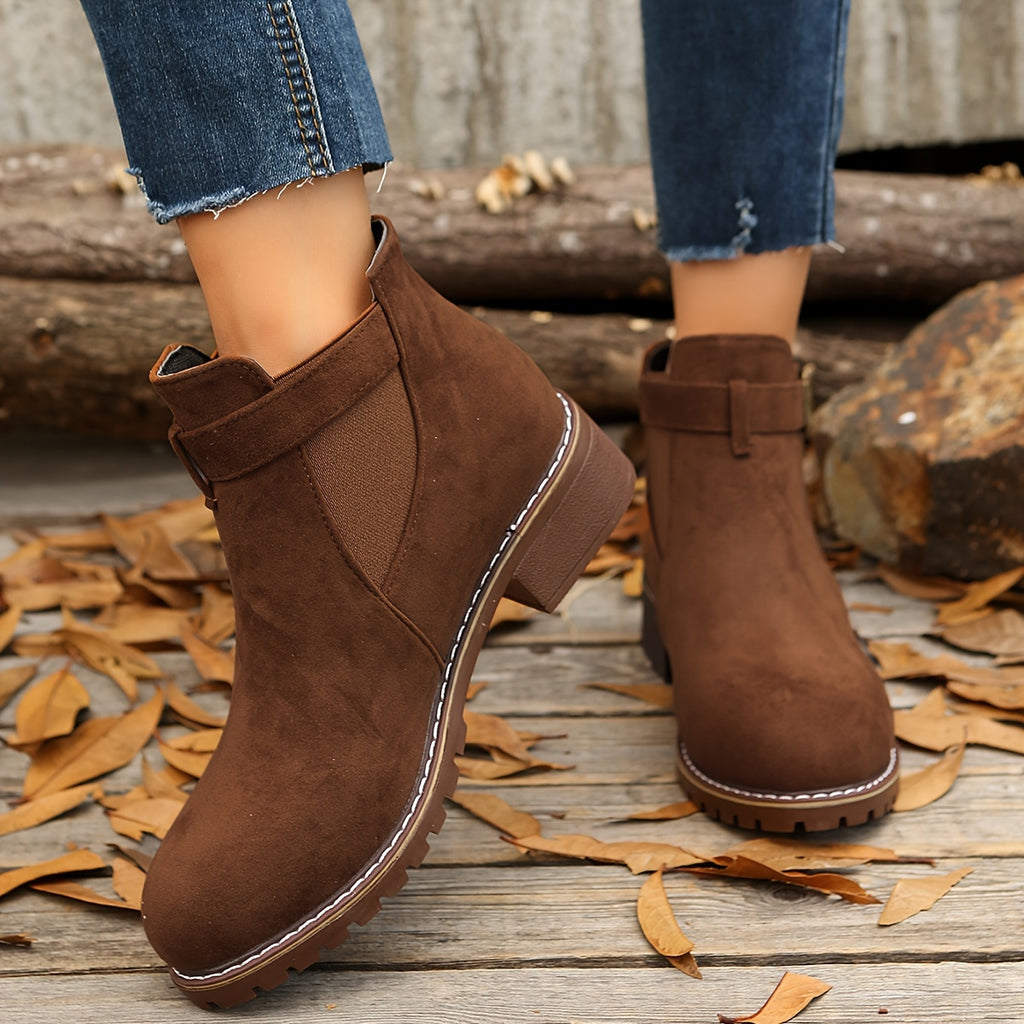 Bottines Chelsea Femme Aspect Daim, Boucle, vue 6