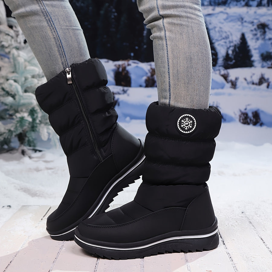 Bottes de Neige Femme Matelassées, Zip, Blanc ou Noir – coloris noir
