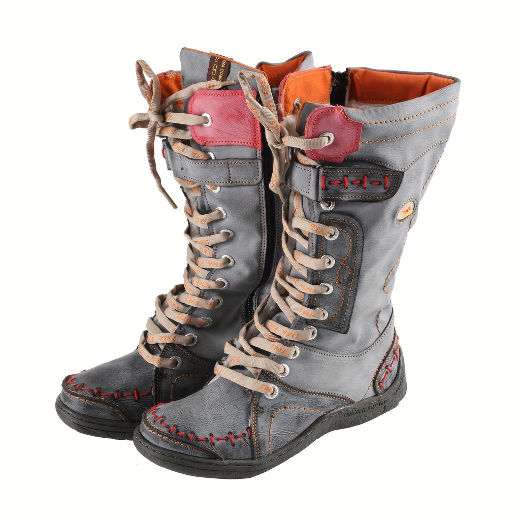 Bottes à Lacets Femme Mi-Hautes et Zippées, 7 Coloris – coloris graphite