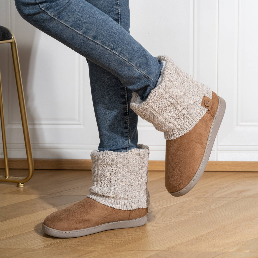 Chausson Botte Femme Maille Torsadée, Doublure Peluche, vue 7