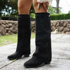 Bottes à Revers Femme Aspect Daim, Sangle à Boucle, vue 6