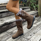 Bottes Femme Mi-Mollet, Flanelle et Velours Côtelé