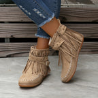 Bottines Femme à Franges Cloutées, Zip, vue 4