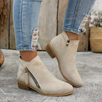 Bottines Femme Talon Plateforme, Bout Pointu – coloris beige