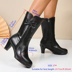 Bottes Mi-Hautes Femme Similicuir, Nœud