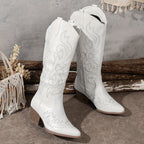 Bottes Cowboy Femme Hautes Brodées, Zip – coloris blanc, vue 5
