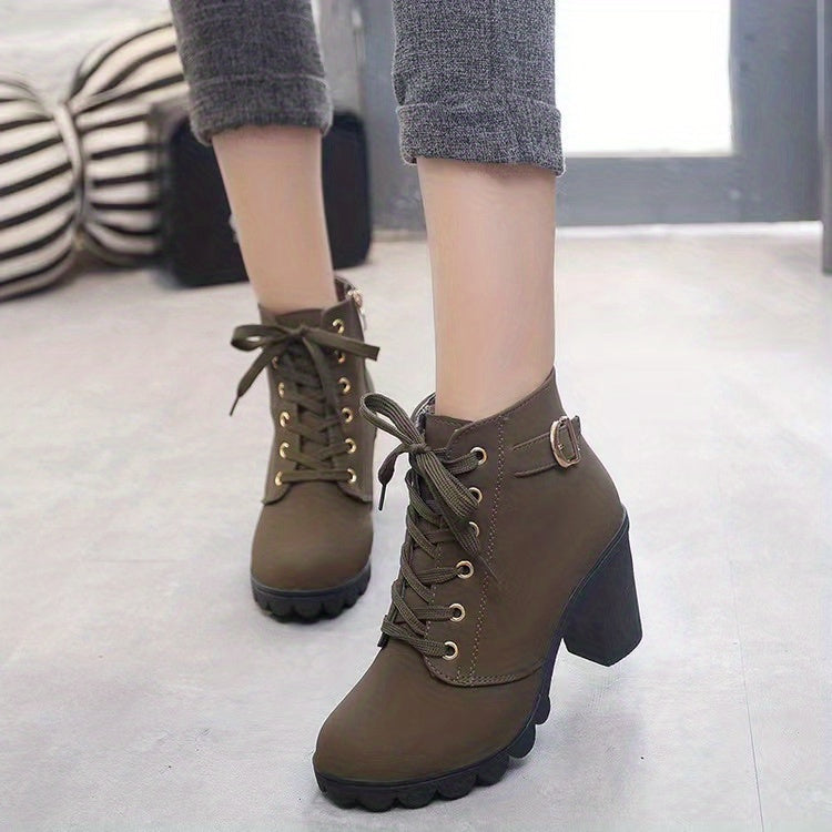 Bottines Femme Lacets et Zip, Talon Haut, vue 6