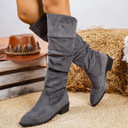 Bottes Hautes Femme Froncées, Aspect Daim, Revers, 5 Coloris, vue 13
