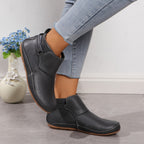 Bottes Cheville Femme Grande Taille en Simili Cuir – coloris gris