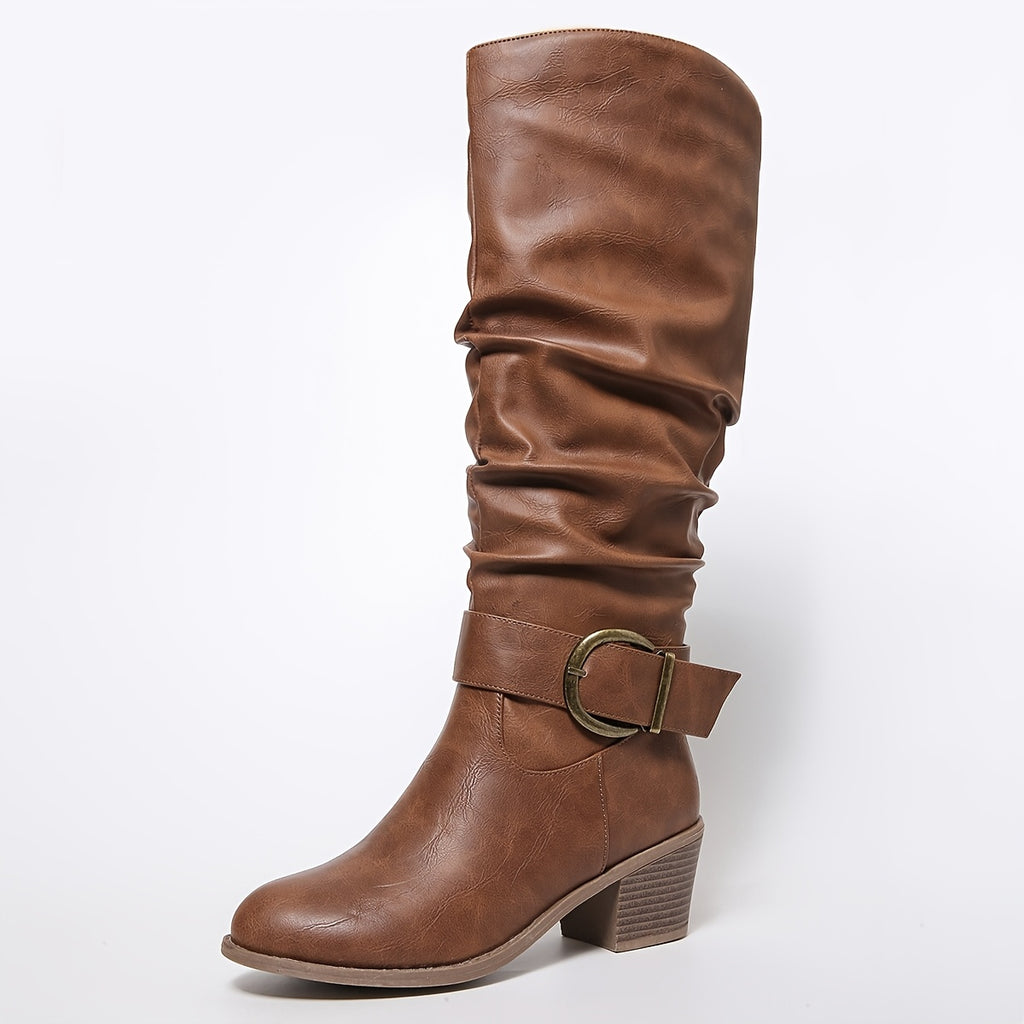Bottes Cavalières Femme, Similicuir, Bride à Boucle – coloris marron clair, vue 2
