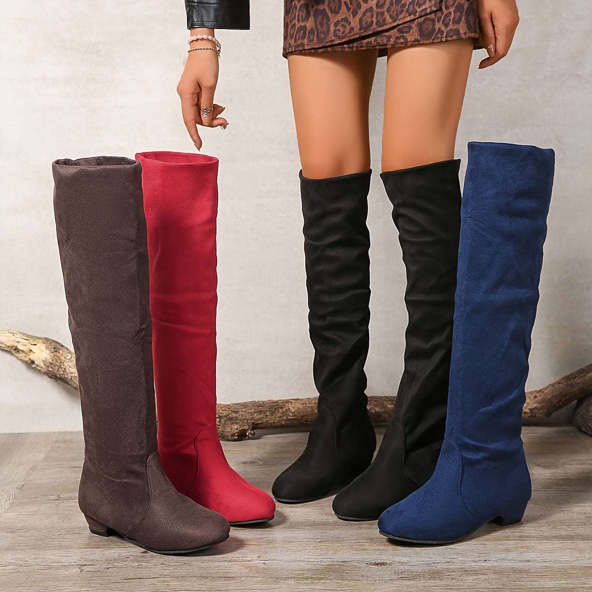 Bottes Hautes Femme Flanelle, Talon Bas, vue 2