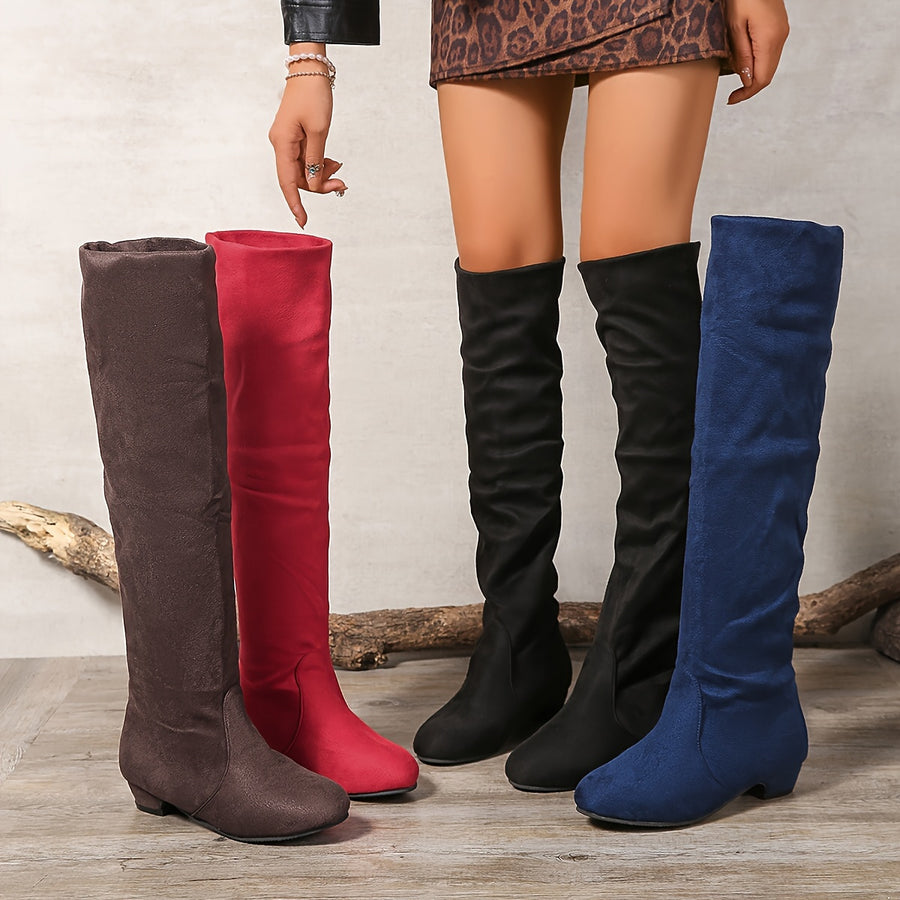 Bottes Hautes Femme Flanelle, Talon Bas, vue 2