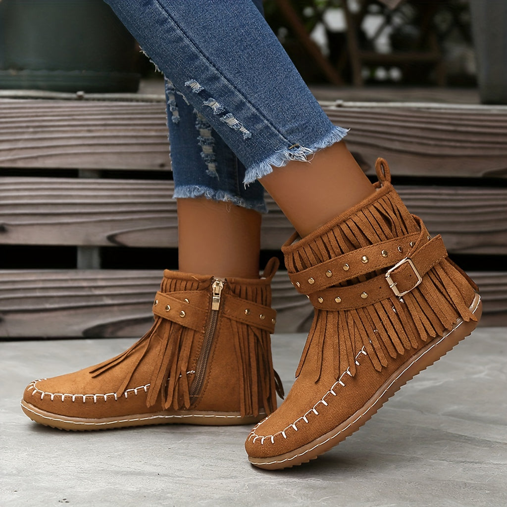 Bottines Femme à Franges Cloutées, Zip, vue 8