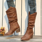 Bottes Cowboy Femme Similicuir, Tige Froncée, vue 2