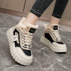 Bottines Chaudes Femme Style Basket Similicuir, Col Peluche, vue 6