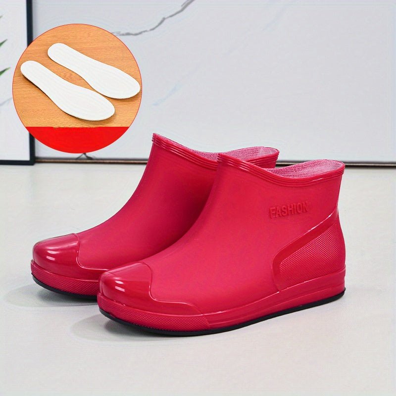 Bottes de Pluie Femme Courtes, Antidérapantes – coloris rouge