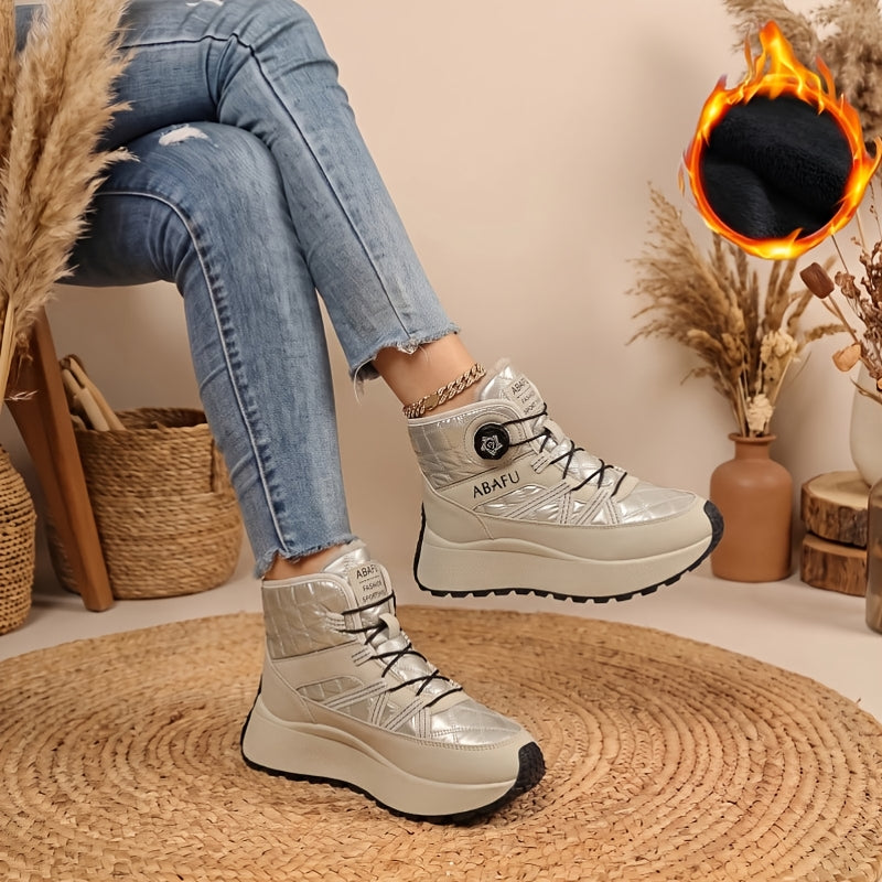 Bottes d'Hiver Femme, Similicuir, Semelle Plateforme, vue 18