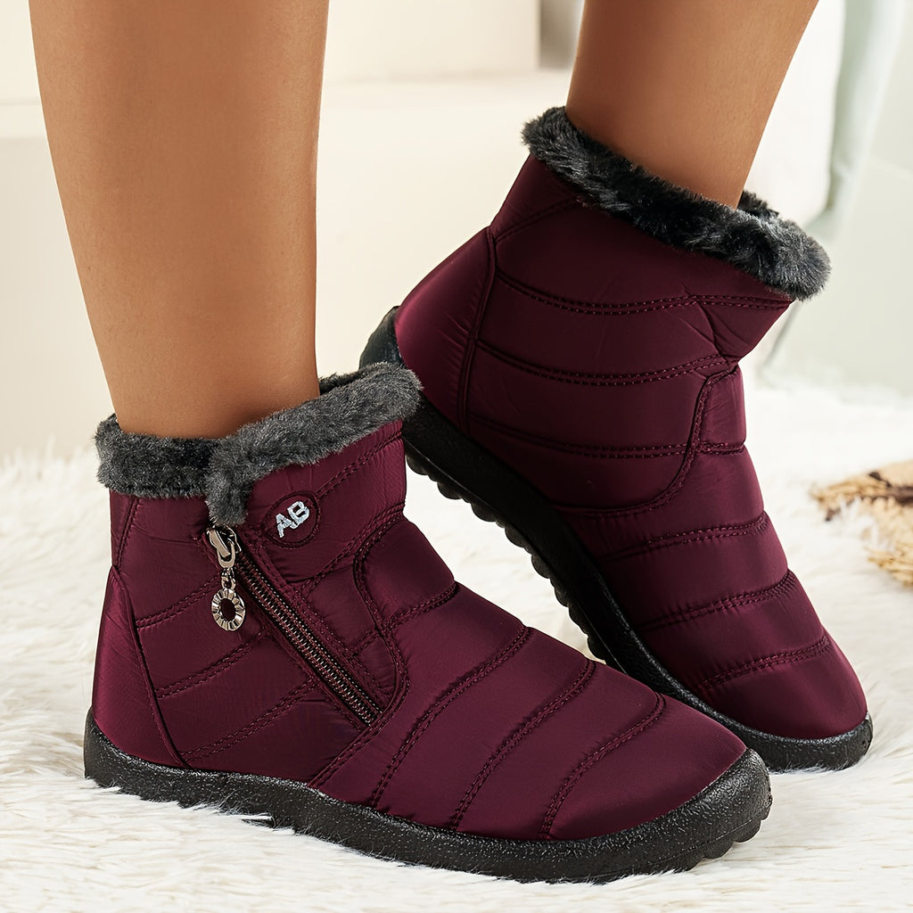 Bottes d'Hiver Femme Matelassées, Fermeture Zip