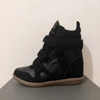 Bottines Compensées Femme Style Baskets, Croûte de Cuir, vue 4