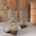 Bottes Cowboy Femme Brodées, Bout Pointu – coloris beige, vue 4