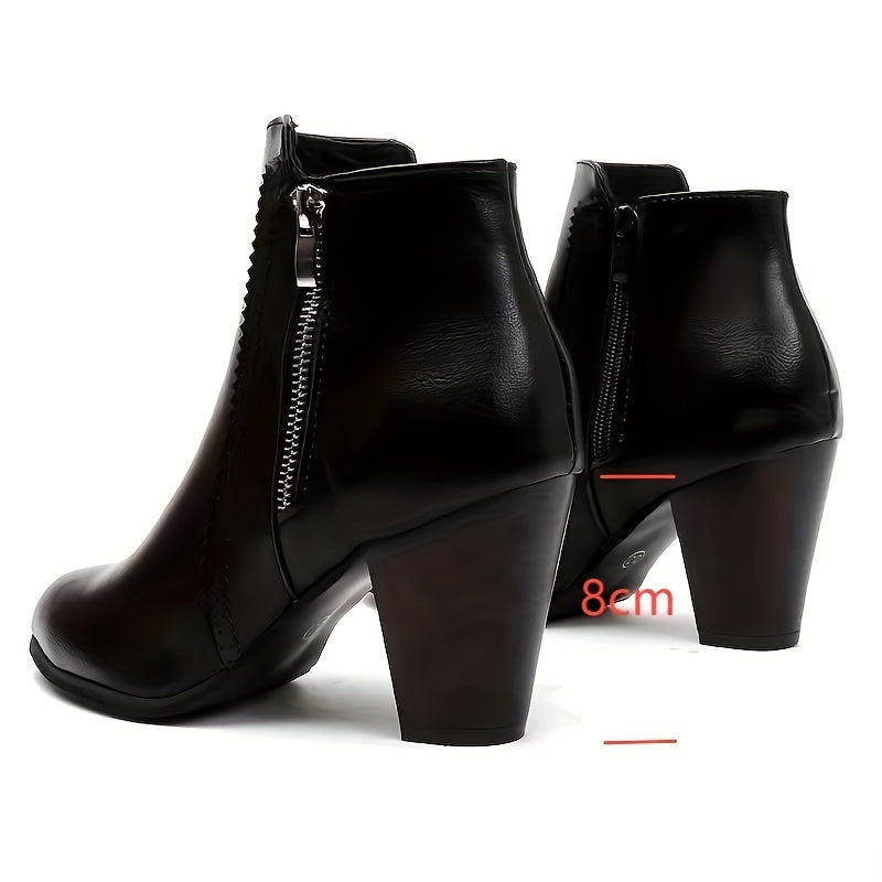 Bottines Femme Similicuir, Talon Bloc Moyen, vue 4