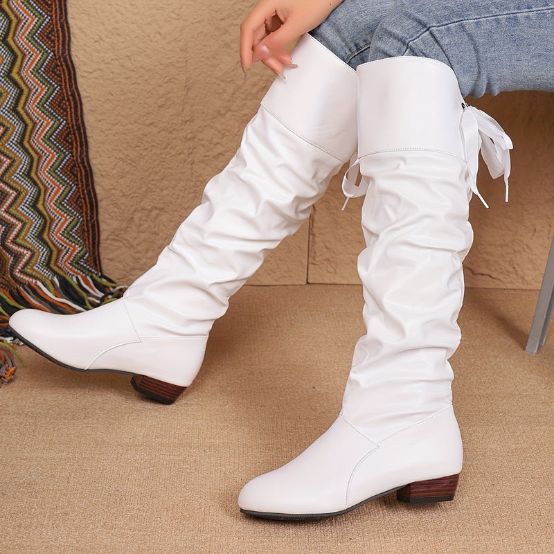 Bottes Cuissardes Femme, Talon Bas – coloris blanc