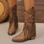 Bottes Femme Similicuir, Franges et Clous, vue 3