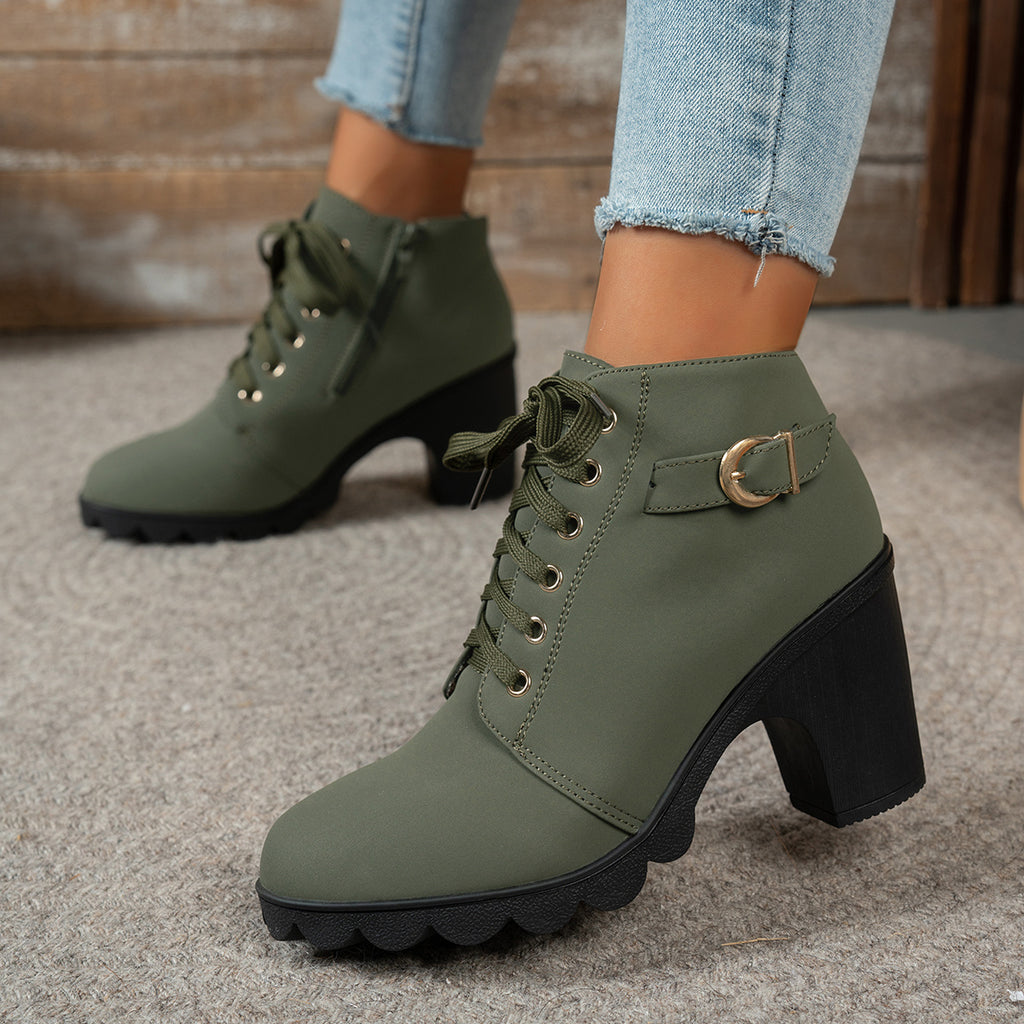 Bottines Femme à Lacets, Talon Bloc, vue 8
