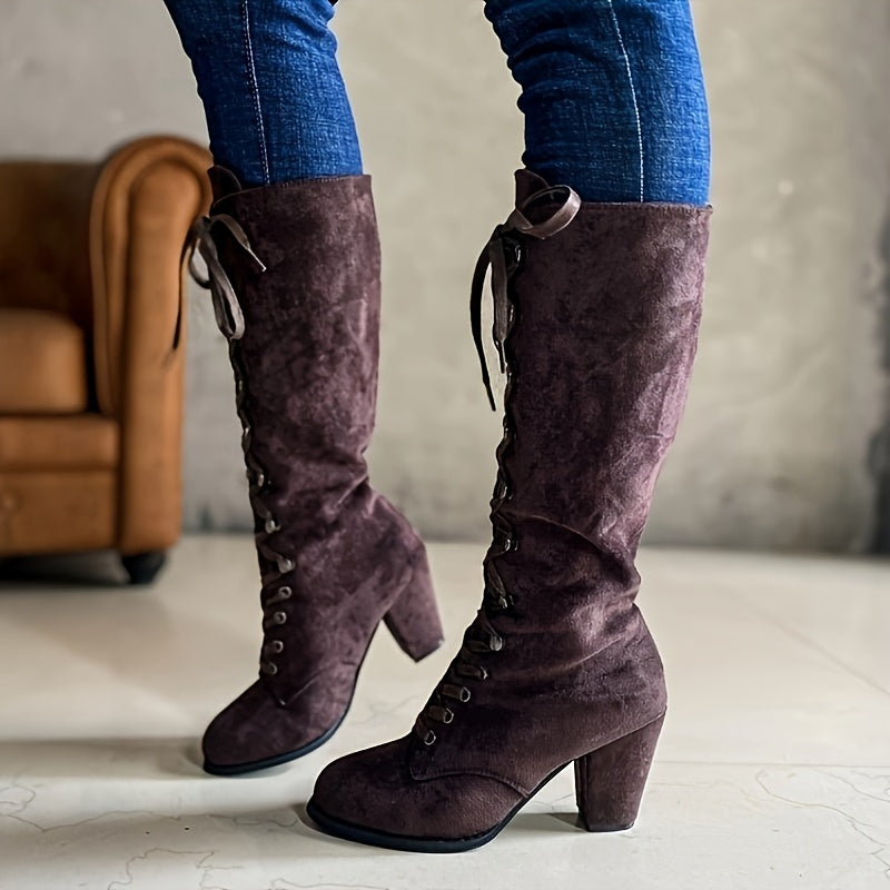 Bottes Femme Hautes à Lacets, Flanelle – coloris café, vue 2