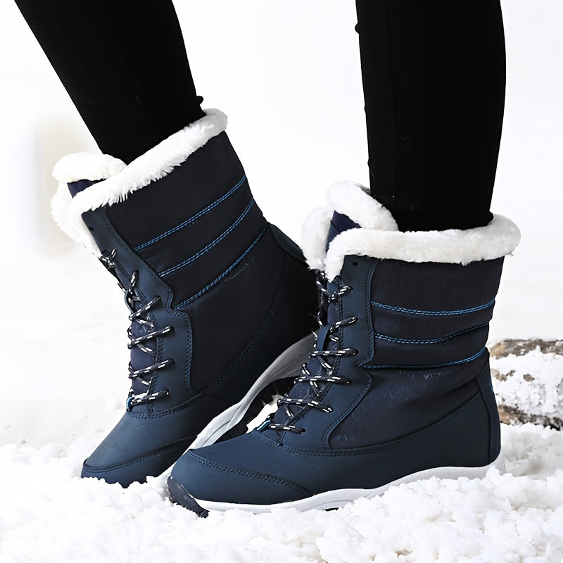 Bottes de Neige Femme Mi-Hautes à Lacets, 4 Coloris, vue 4