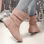 Bottines Femme Mi-Hautes, Talon Plat – coloris rose, vue 4