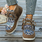 Bottines Mocassin Femme, Franges et Imprimé Aztèque, vue 11