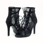 Bottines d'Été Femme Résille à Lacets, Bout Ouvert, vue 2