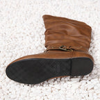 Bottes Motardes Femme Similicuir, Tige Froncée à Boucles, vue 3