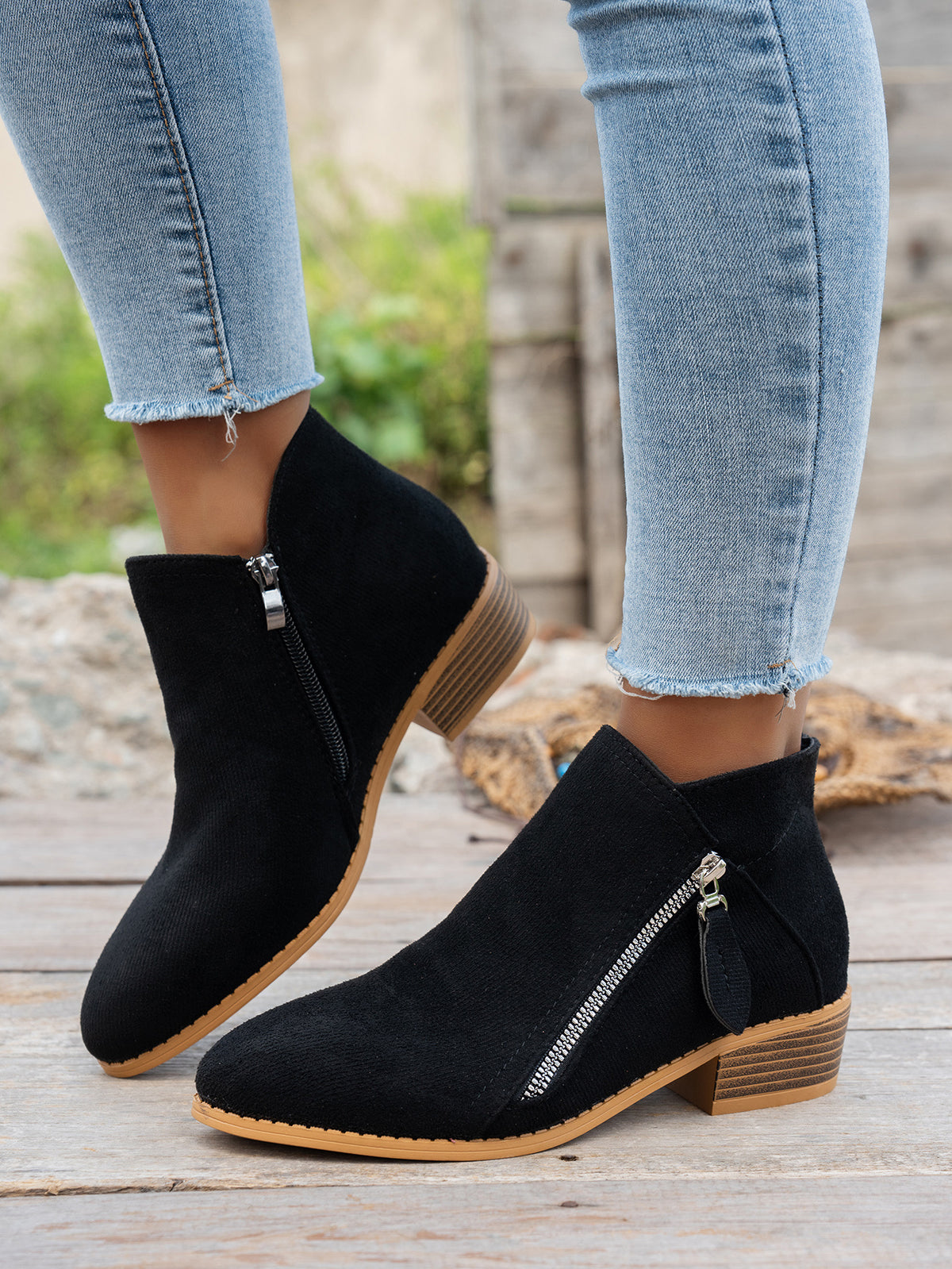 Bottines Femme Bout Pointu, Zip Décoratif, vue 5