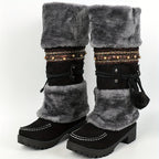 Bottes Hautes Femme en Tissu Effet Daim, vue 14