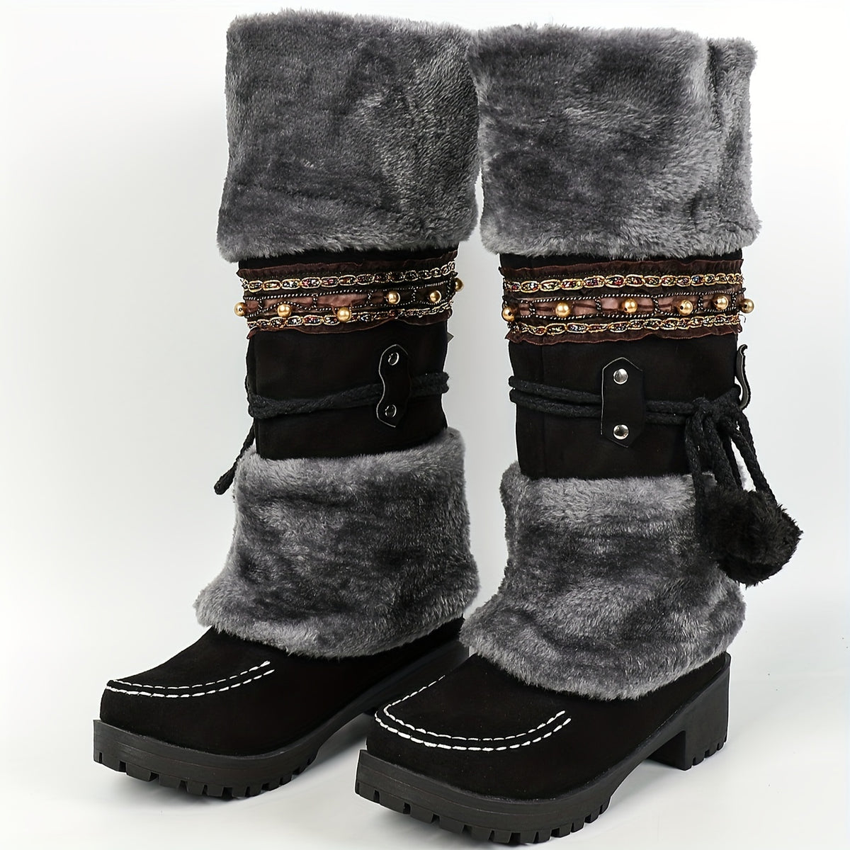 Bottes Hautes Femme en Tissu Effet Daim, vue 14