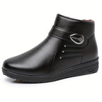 Bottines Chaudes Femme Similicuir Noir, Doublure Flanelle, vue 7