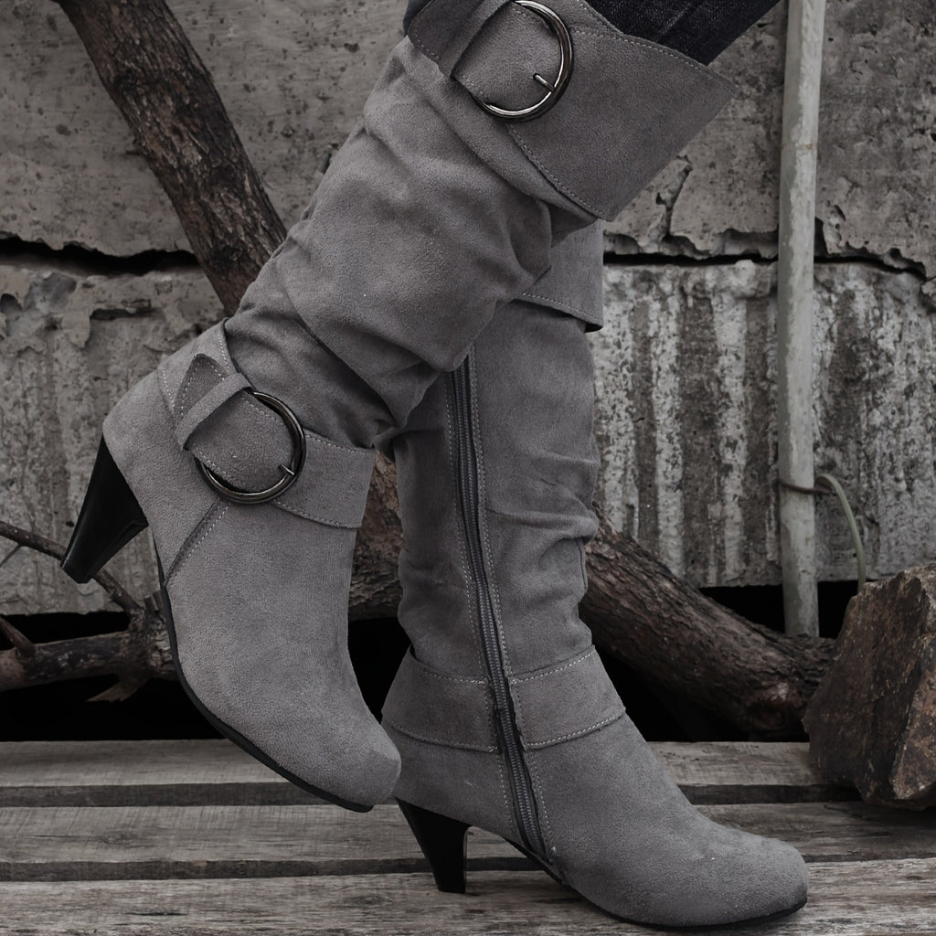 Bottes Hautes Femme à Boucle, Effet Daim, 4 Coloris, vue 7