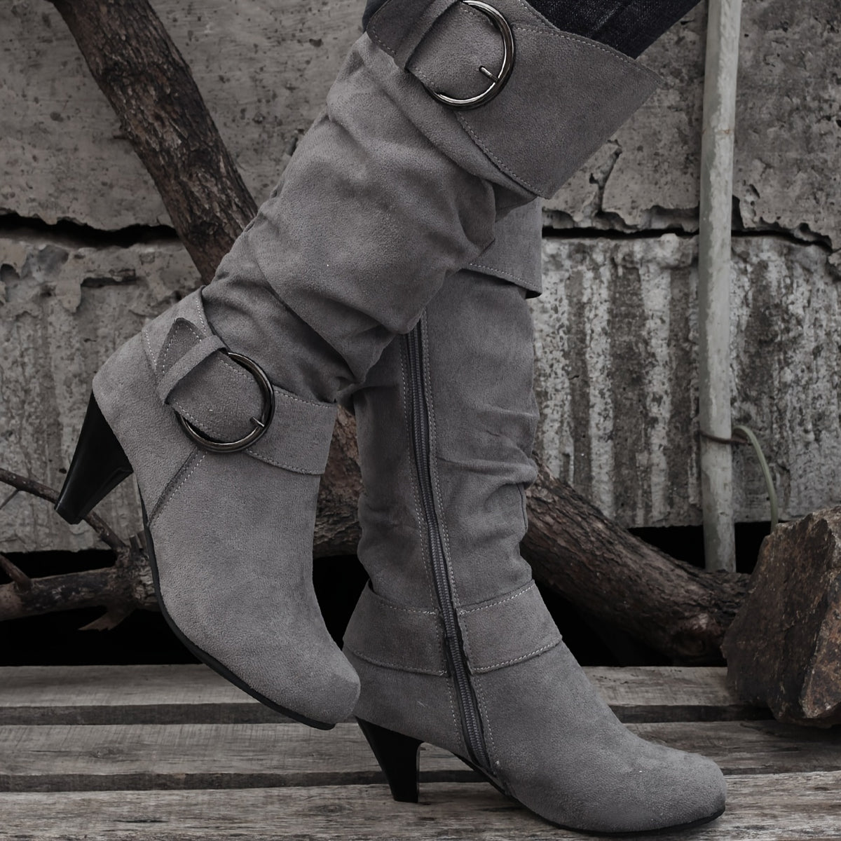 Bottes Hautes Femme à Boucle, Effet Daim, 4 Coloris, vue 7