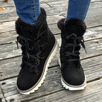 Bottes de Neige Femme Flanelle, Lacets – coloris noir