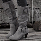 Bottes Hautes Femme à Boucle, Effet Daim, 4 Coloris – coloris gris
