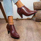 Bottes Basses Femme à Talon, Similicuir, Breloque Cœur, vue 7